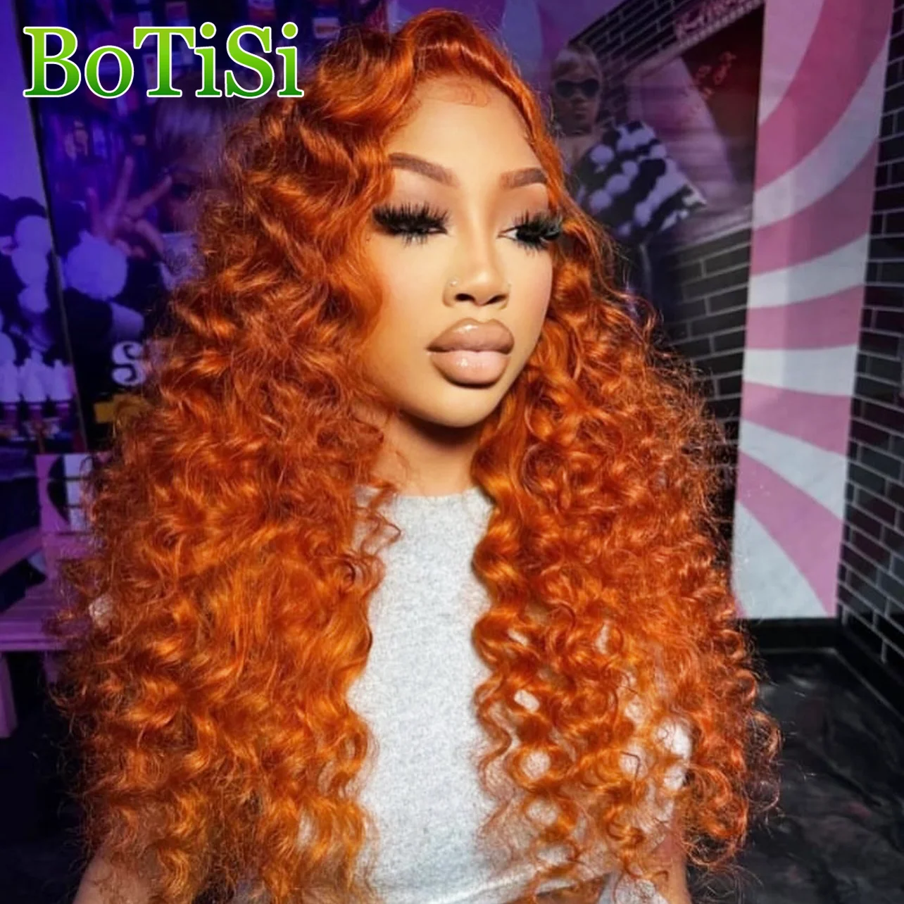 

30 Inch Curly Wave Ginger Orange 13x4 Lace Frontal Wig Brazilian High Density 13x6 Lace Front Human Hair Colored Wigs Choice