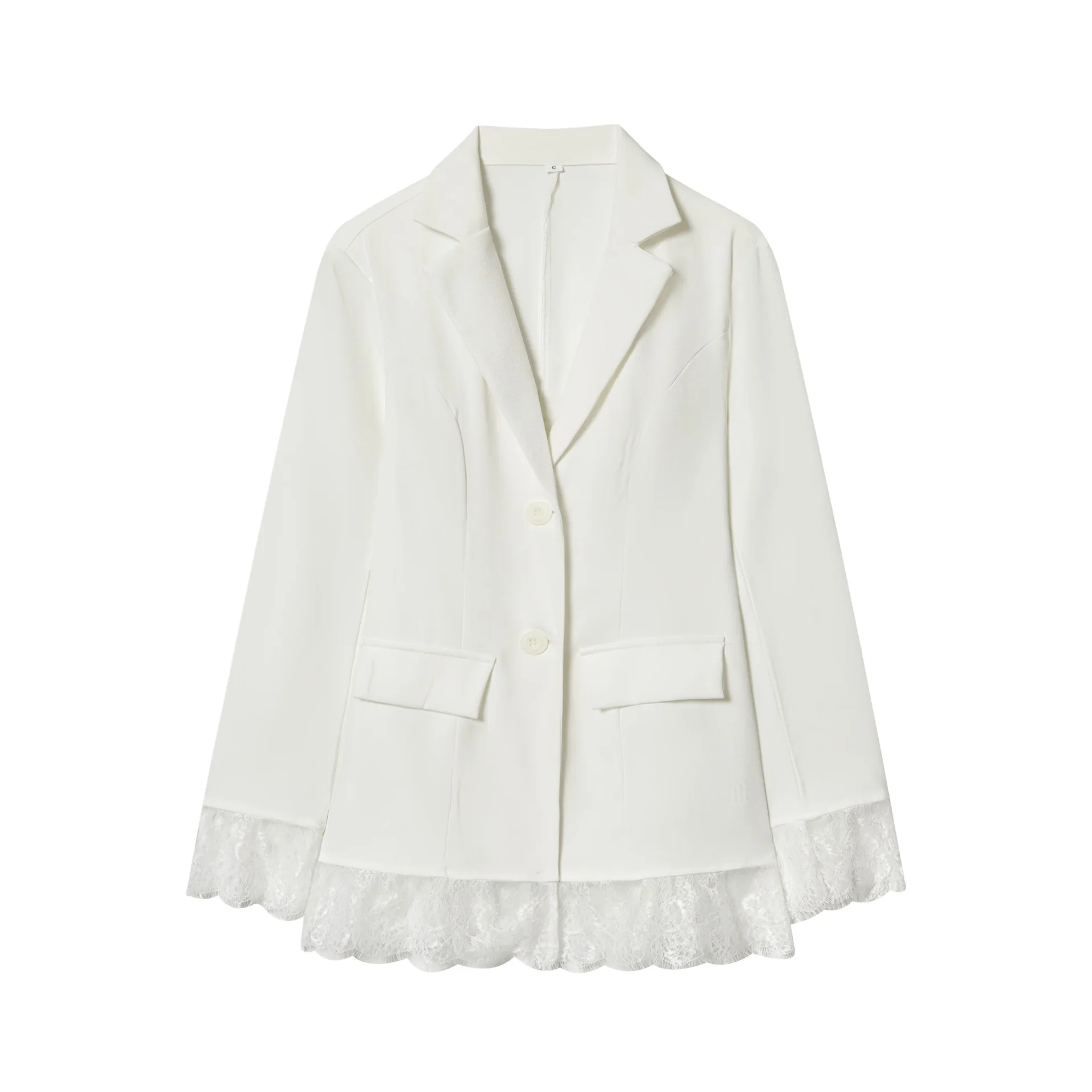 Veste de costume d'épissure en dentelle, vêtements européens et américains, nouvelle mode transfrontalière, taille cintrée, début du printemps