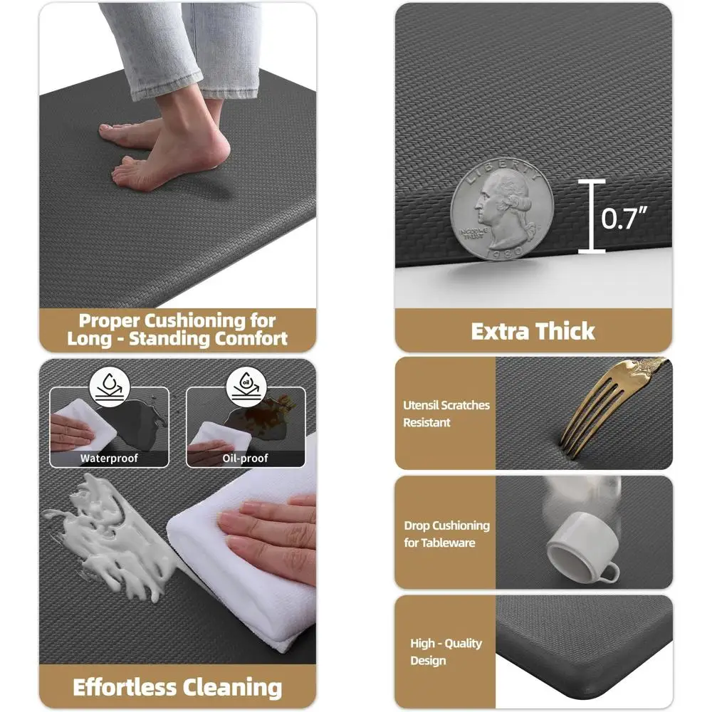 

Толстый кухонный напольный коврик против усталости, легко чистится, водонепроницаемый, нескользящий, коврик с пенопластовой подкладкой, 20x39, серый (версия 2,0)