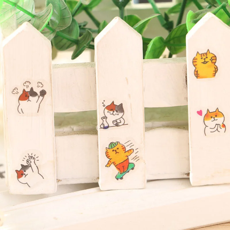 6 Sheets/Set Kawaii Cat Hand Account Stickers Notebook Pencil-box Album Decoration DIY Scrapbooking Sticker
