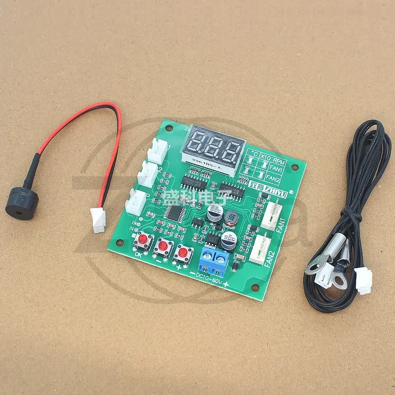 Dual Channel PWM Fan Speed Controller Board With Temperature Display and Overheat Alarm