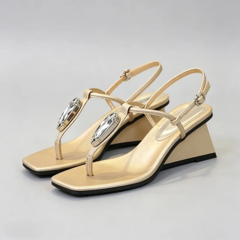 

Роскошные женские сандалии-шлепанцы с открытым носком, модные туфли для торжественных случаев, дизайнерские шлепанцы со стразами, элегантные туфли на высоком каблуке для женщин