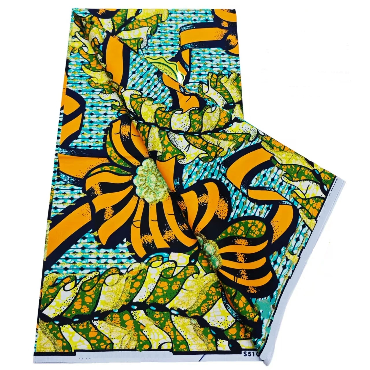 

High Quality 100% Cotton African Wax Golden Print Fabric 6Yards Soft Ankara Glitter Gold Fabric For Wedding Dress Sewi H6-511-2