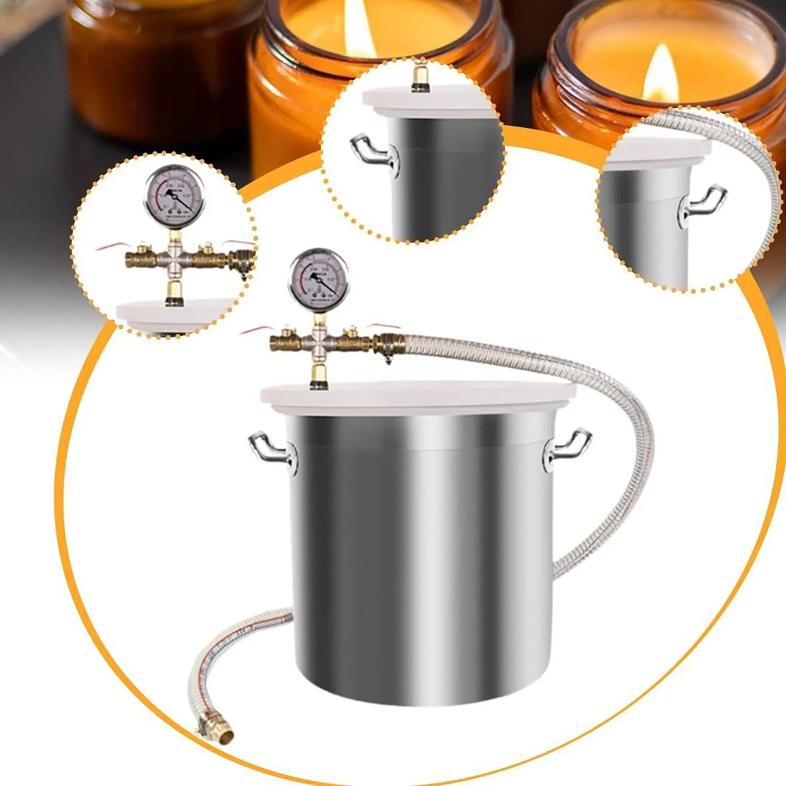 수지 주조 에센셜 오일용 뚜껑이 있는 스테인레스 스틸 가스 제거 챔버