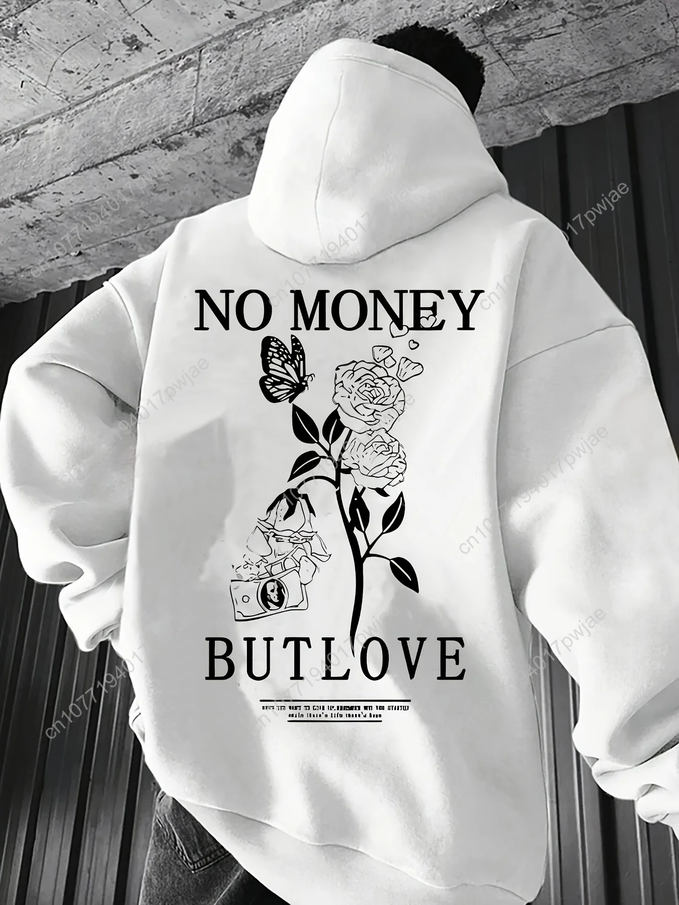 Męska bluza z kapturem w unikalny kwiatowy wzór - miękki poliester, możliwość prania w pralce, luźny krój na wiosenne/jesienne wyjścia, nadruk na kapturze.