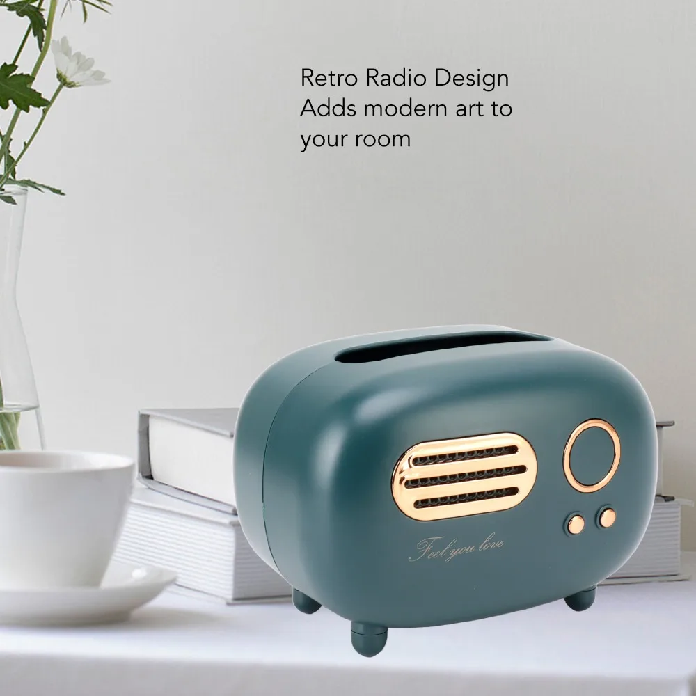 Radio Shape Retro Radio Tissue Box Decorative Green Vintage Radio Tissue Box Creative Multifunction Napkin Case Bedroom
