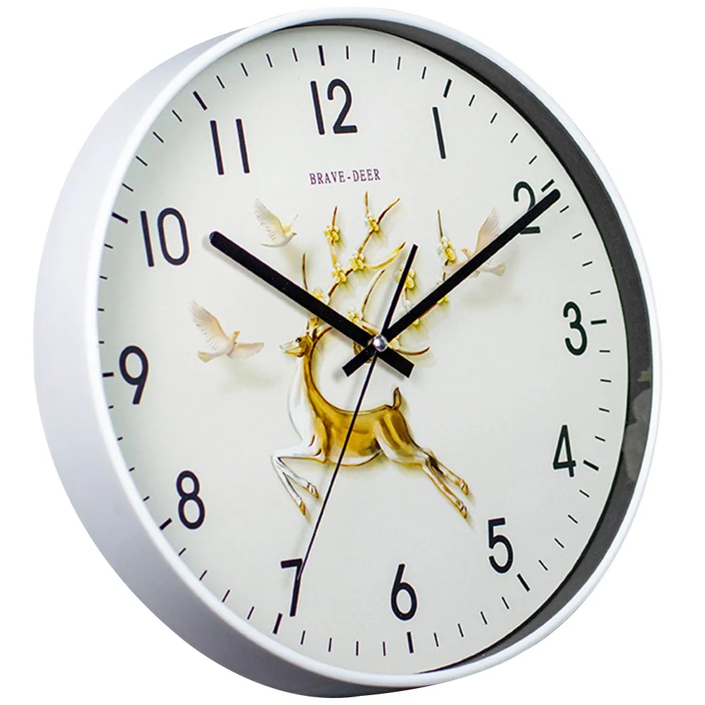 

Stylish Golden Deer Wall Clock Silent Operation Round Modern Clock for Home Office Bedroom Cafe Bar Garden Decorative Use