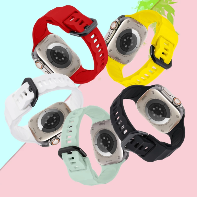 Силиконовый ремешок для Apple Watch 11 10 42/46 мм 49 мм 45 мм 44 мм 42 мм 41 мм 40 мм Ремешок волнистого стиля iWatch Ultra3/2 9 8 7 6 5 4 SE
