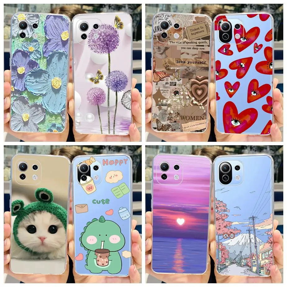 For Xiaomi Mi 11 Lite Case Stylish Painted Cover Clear Silicone Soft TPU Phone Case For Xiaomi Mi 11 Lite 11Lite 5G Coque Bumper