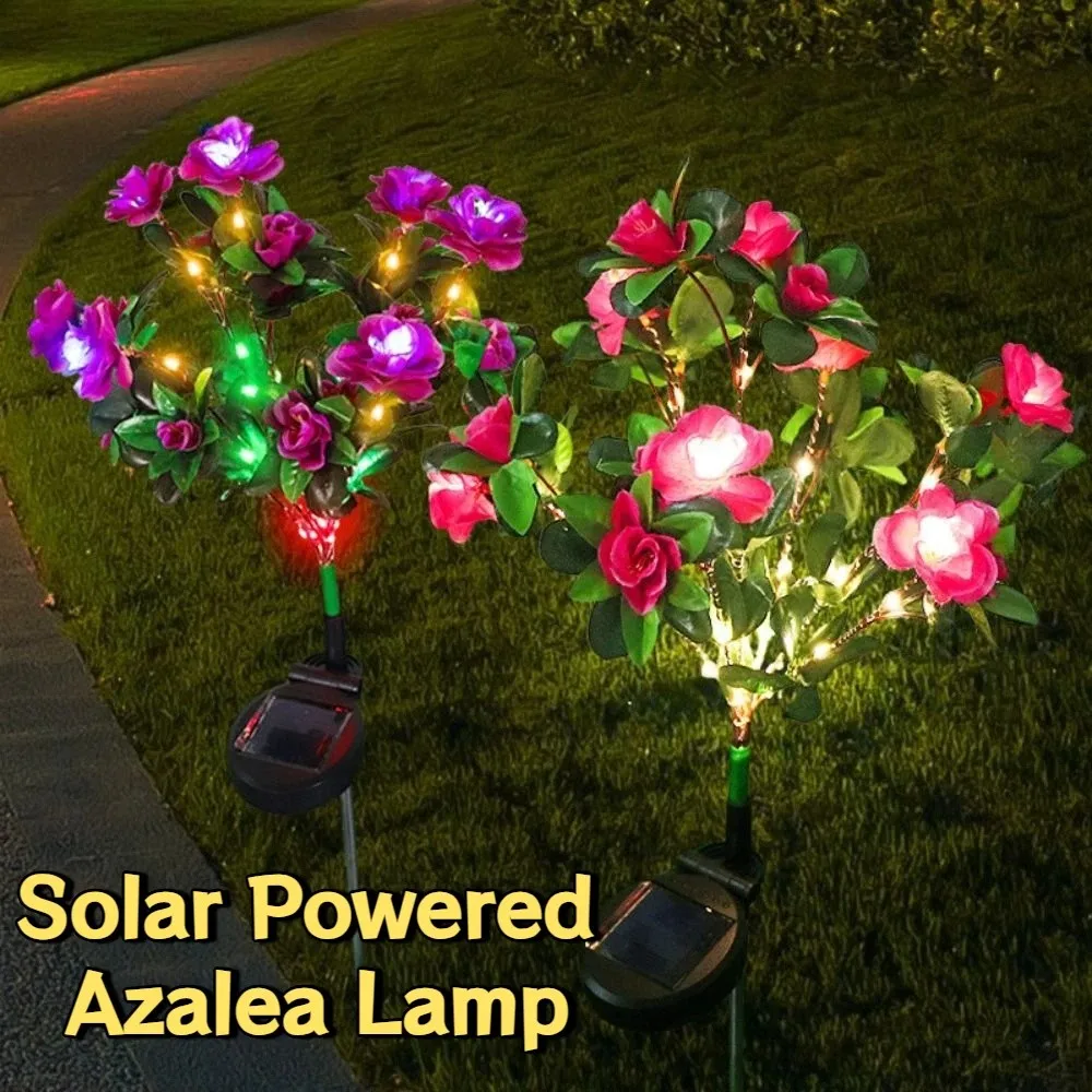 Creative Solar Powered Azalea Lamp Waterproof Cordless Flower Stake Lights Energy-saving Colorful Landscape Lawn Lamp