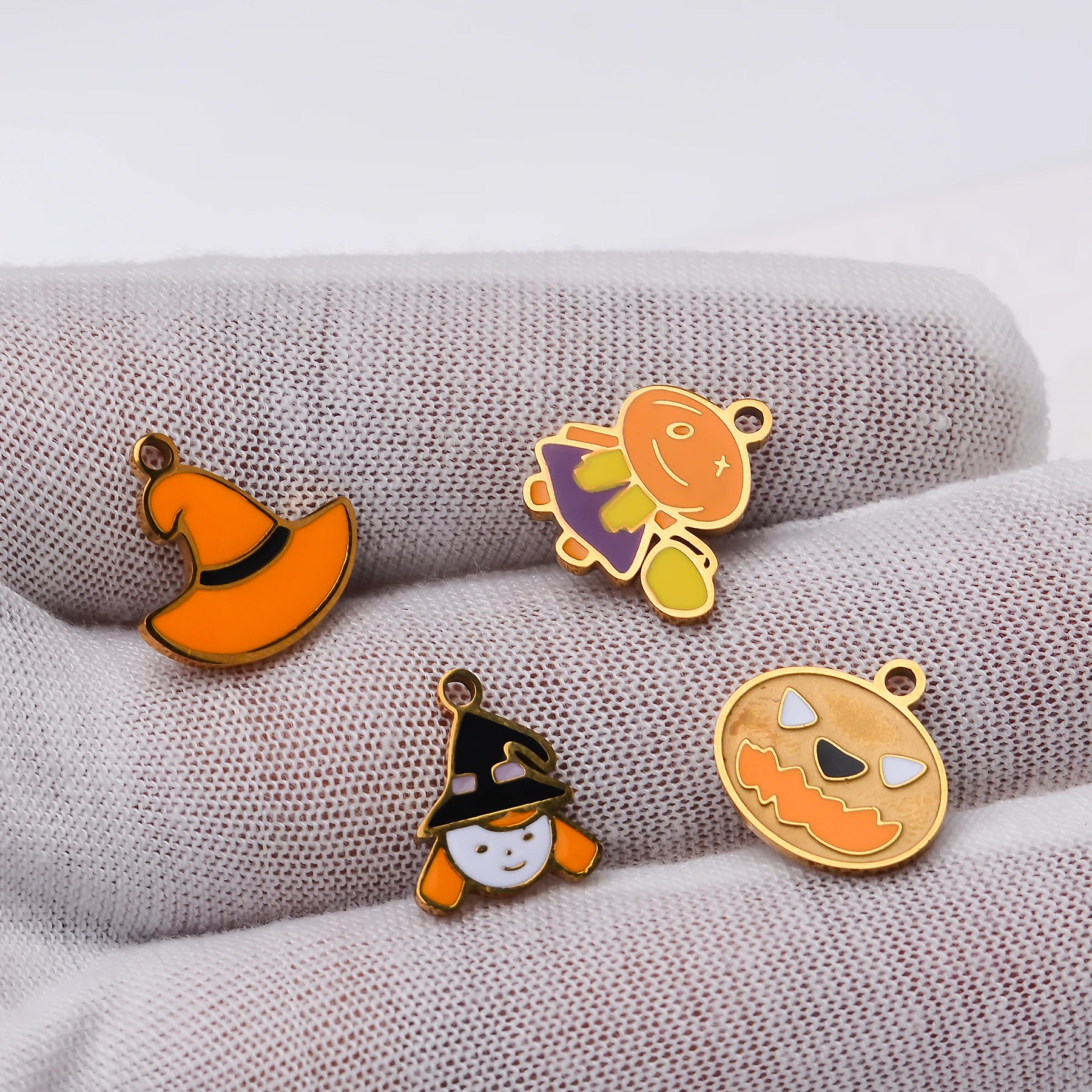 4 개/몫 할로윈 매력 스테인레스 스틸 호박 유령 박쥐 펜던트 DIY 목걸이 쥬얼리 액세서리 용품 만들기