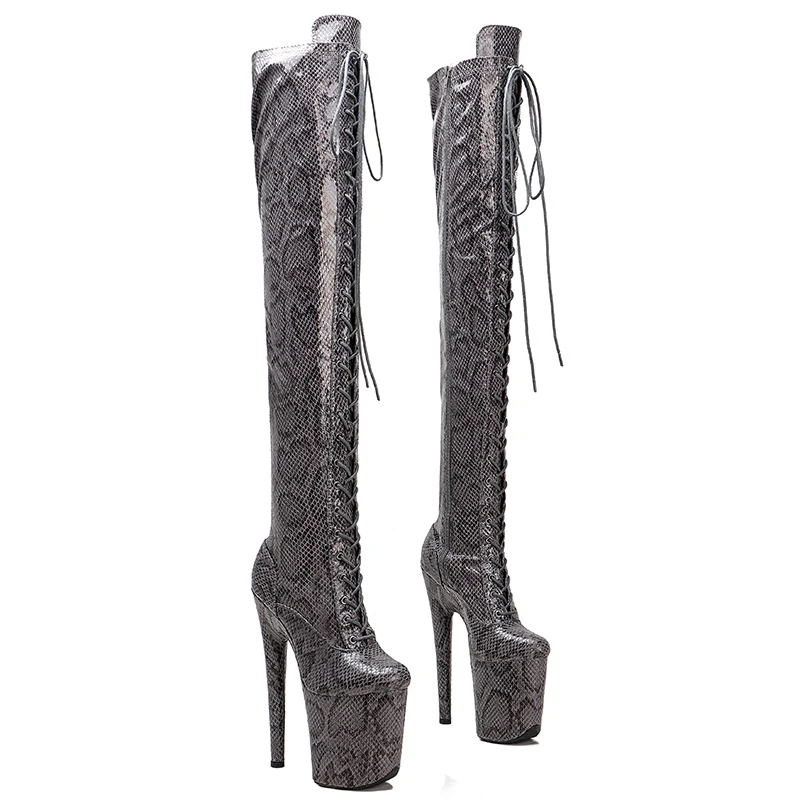 

Leecabe 20CM/8inches Snake PU Upper Pole dancing shoes High Heel platform Pole Dance boot