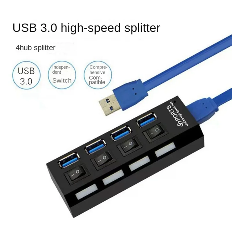 USB 3.0 Power Adapter 4 Ports Multi USB Splitter Hub 3.0USB Hub 50CM Cable Hub Docking Station US plug