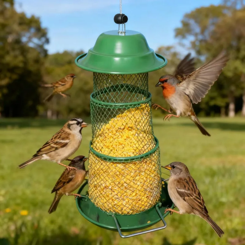 Amazon hot-selling metal bird feeder anti-squirrel cross-border new product telescopic metal bird feeder bird cage