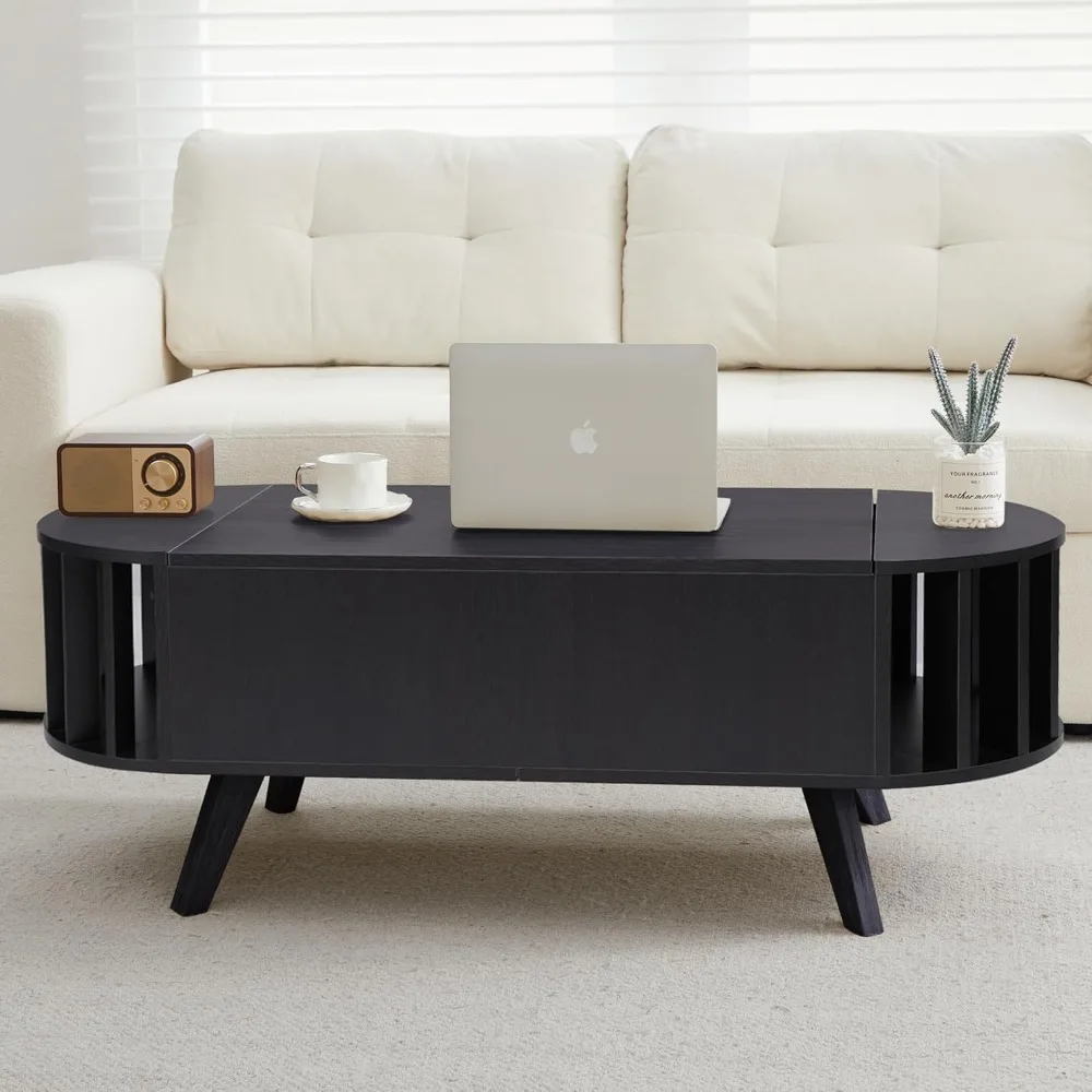 Wood Lift Top Coffee Table with Hidden Storage, Black 47.24