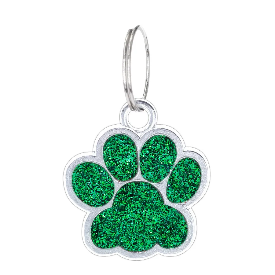 Dog Cat Paw Charm For Jewelry Making Glitter Pendant Hang Charm With Keyring Keychain Pet Collar Accessories Paw Glitter Pendant