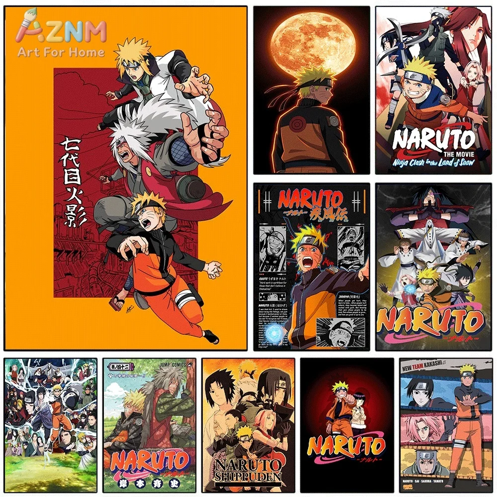 AZNM Naruto Shippuden Anime-Charakter-Leinwandgemälde, ungerahmter Wandkunstdruck für Wohnzimmer, Schlafzimmer, Heimdekoration, Geburtstag