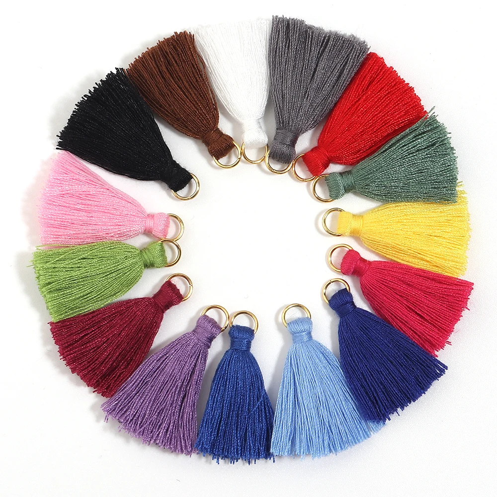10pcs/lot 3.5cm Mini Polyester Silky Tassel Pendant Trim Fringe Charms For Jewelry Making DIY Handcrafts Decor Accessories