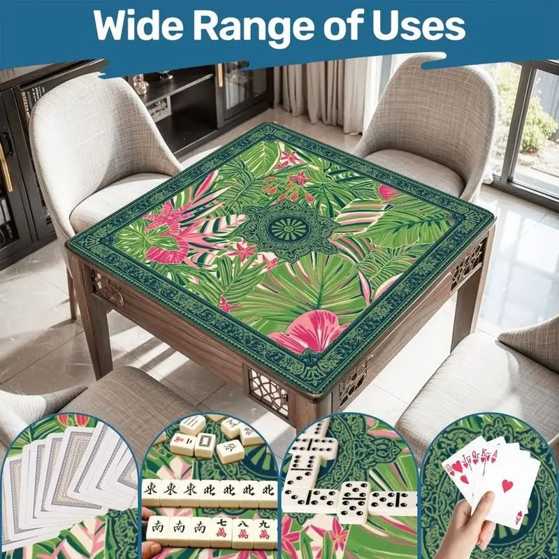 VIKAMA Tropical Floral Mahjong Mat Non Slip Rubber Silent Foldable Waterproof Game Pad For American Mah Jongg Home Travel