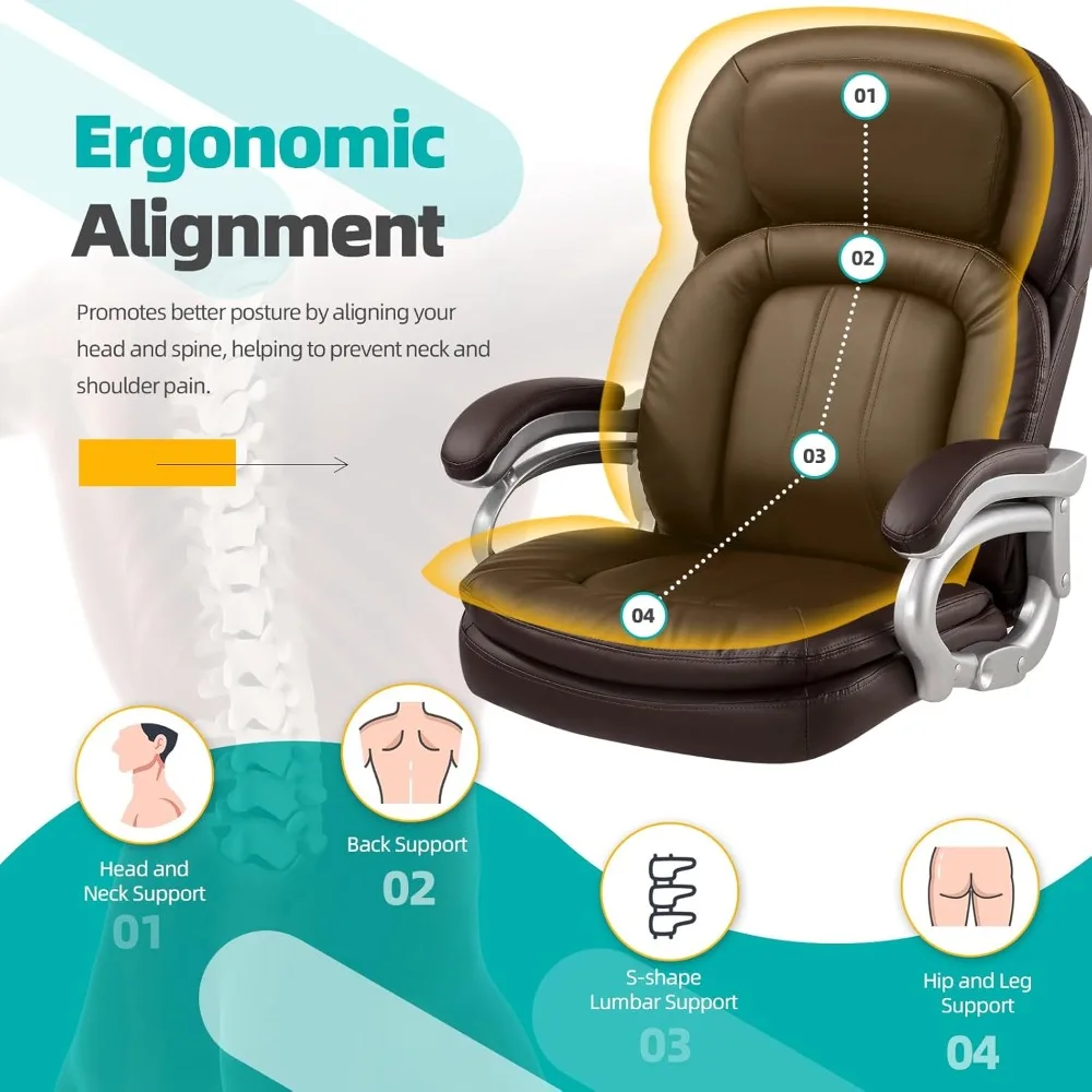 Big and Tall Office Chair, Back Vibration Massage Office Chair with 6 Vibration Points & Heat for Heavy People 500lbs