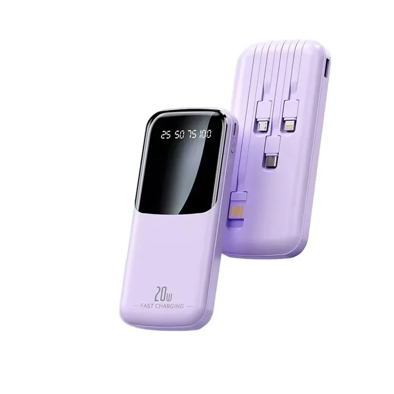 Power Bank with Four Wire Mirror Digital Display Mobile Power Supply for Commuting Travel Backup Power