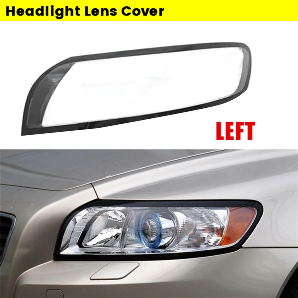 Car Headlight Lens Cover Headlamp Shell Lampshade for S40 2007-2012 Light Transparent Replacement Shell L