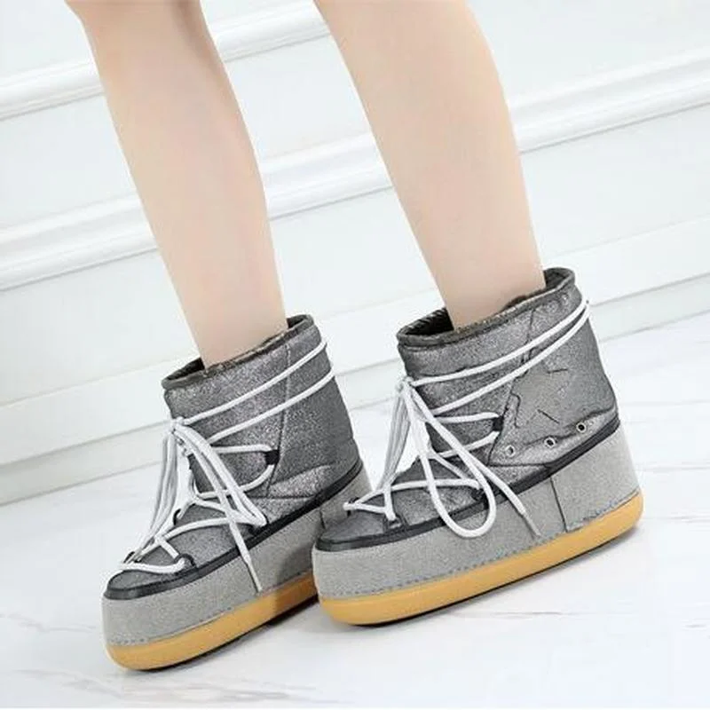 Womens Snow Boots Winter Plus Velvet Warmth Ski Boots Cotton Shoe Women Chunky Platform Boots Women Wool Shoe Personalized Boots