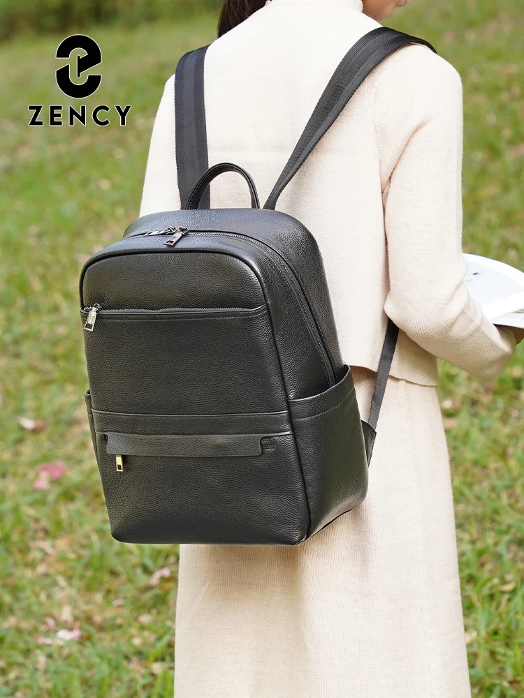Zency Genuine Leather Winter Backpack Women's Knapsack for Travel Work Large Capacity Laptop Bags