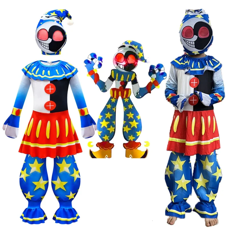 Moondrop SunDrop Cosplay Children Costume Halloween Costumes for Kids Moon Drop Sunrise FNAF Carnival Cosplay Jumpsuits Pajamas