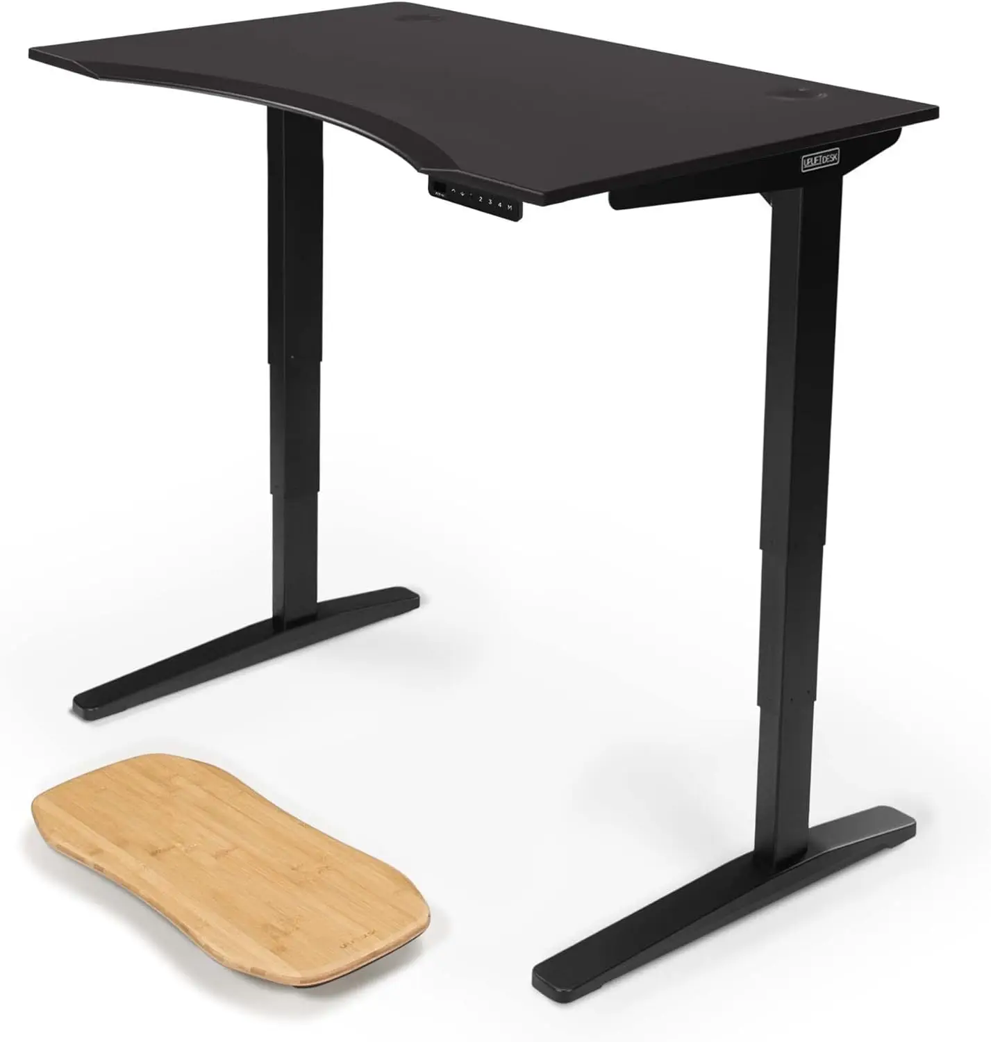 

Black Eco Curve Standing Desk 2 Leg V2 Adjustable Stand Up C Frame Advanced Keypad Wire Grommets Wire Tray