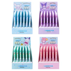 24pcs/lot Sanrio Kuromi Melody Cinnamoroll Erasable Gel Pen Cute 0.5mm Black Ink Signature Pens Gift Office School Supplies