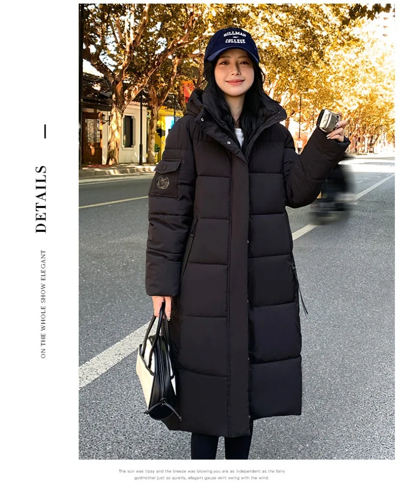 2026 Fashion Down Winter Cotton-padded Jacket Men Women Couple Clothes Long Parkas Thicken Warm Tops Hooded Overcoat Loose Coats