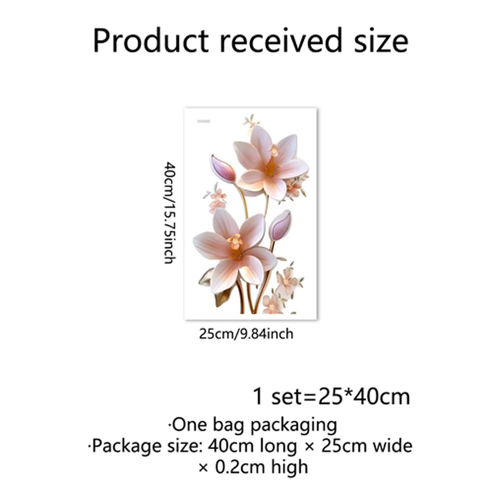 3D Floral Sticker 25cm*40cm*0.3cm Bathroom Decor Removable Strong Moisture Resistance High-quality PVC Toilet Washroom