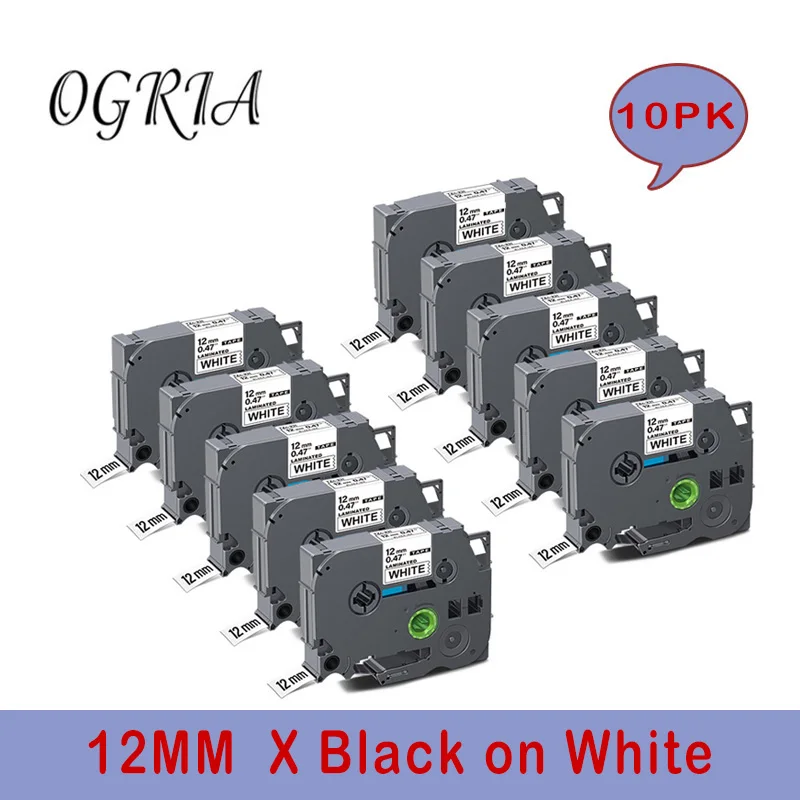 10 PK OGRTA   For Brother Label Maker Tape,Tze231 TZE231  12MM Tape  P-Touch Label Tape For Brother P-touch PT-D200 label Maker