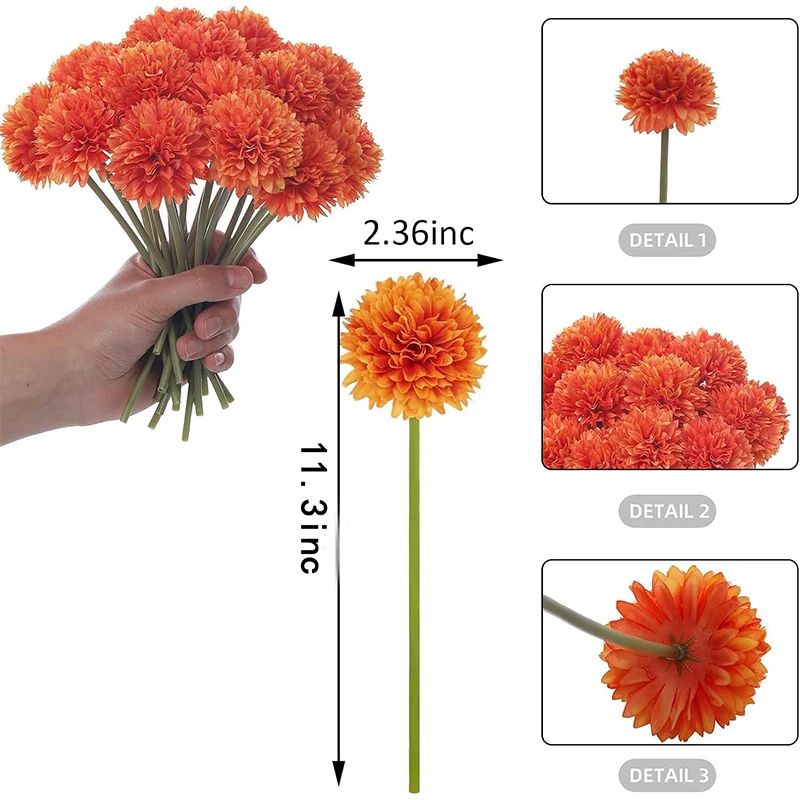 2/4 Stück Herbst Künstliche Blumen Dekor Seide Gänseblümchen Künstlicher Blumenstrauß für Zuhause Hochzeit Dekor Party Halloween Dekoration Gefälschte Blume – Detail 2