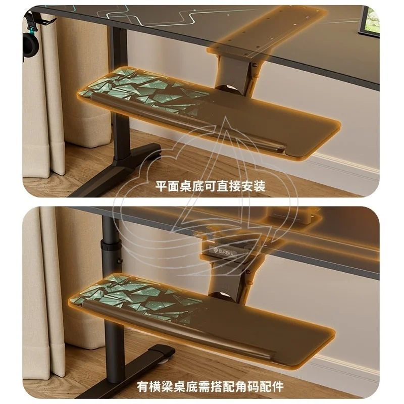 Adjustable Under Desk Keyboard Tray, Multifunctional Holder for Keyboard & Mouse, Office Gaming Use