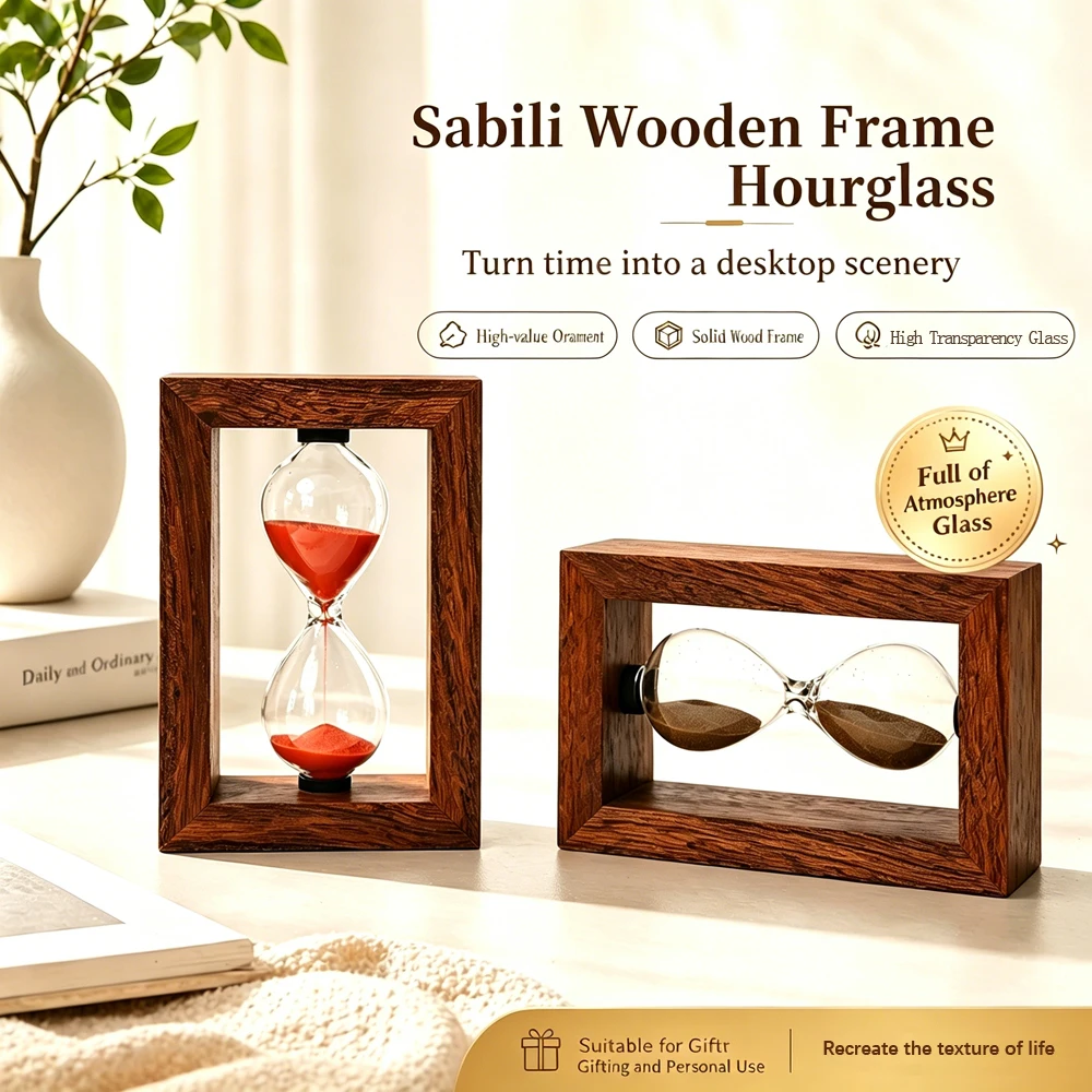 Reloj de Arena Cuadrado de Madera, Temporizador de 3/5 Minutos, Reloj de Arena para Comedor y Barbacoa, Temporizador de Cuenta Regresiva, Decoración del Hogar, Reloj de Arena