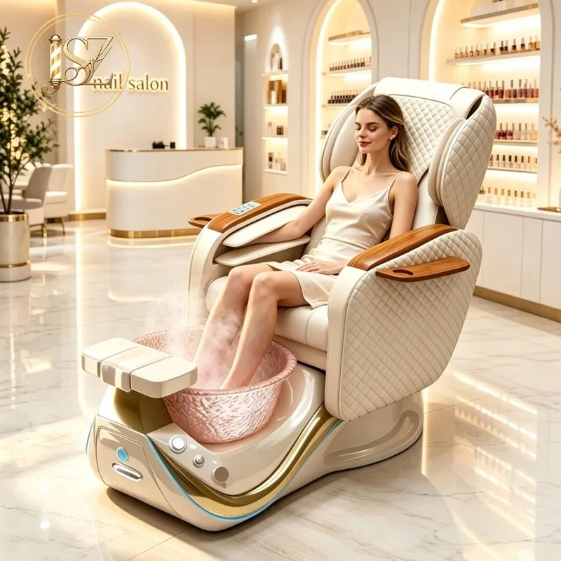 High End Adjustable Backrest Black Pedicure Chair Massage Foot Spa Chair for Beauty Nail Salon