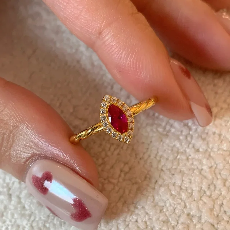 Foxanry Gold Color Bling Zircon Rings For Women Girls Exquisite Fashion Simple Classic Temperament Elegant Anniversary Jewelry