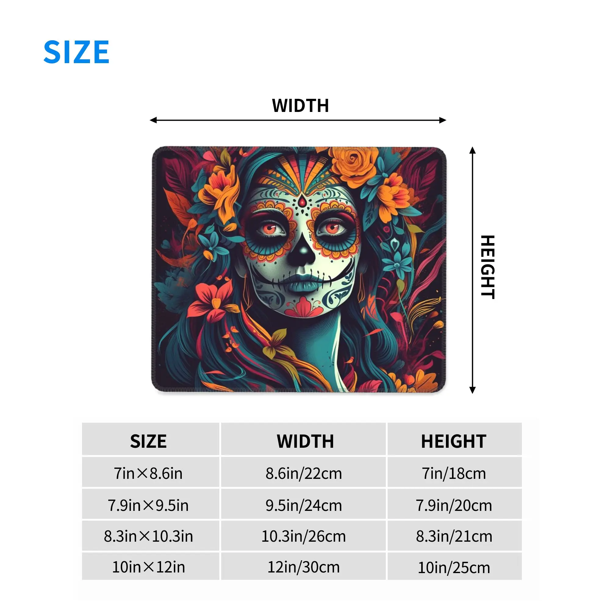 Mexican Catrina Girl Day Of The Dead Sugar Skull Mouse Pad Computer Keyboard Mouse Mat PC Laptop Desk Mat Accessories Table Mats