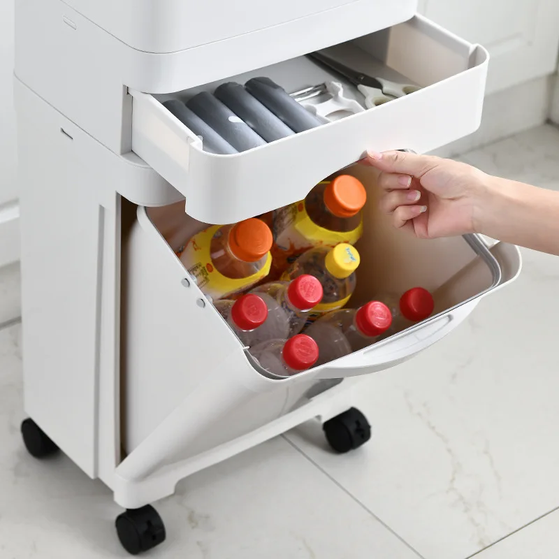 Kitchen trash can Large deodorant garbage with lid Double layer dry and wet separation garbage sorting Double layer inner bucket image 3