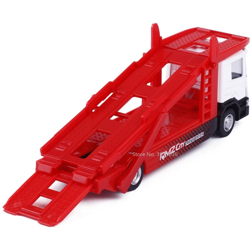 1/64 Scania Flatbed Trailer Metal Diecast Scale Car Model Toy Rubber Tire Alloy Front End Manual Taxiing Decoration Gift for Boy