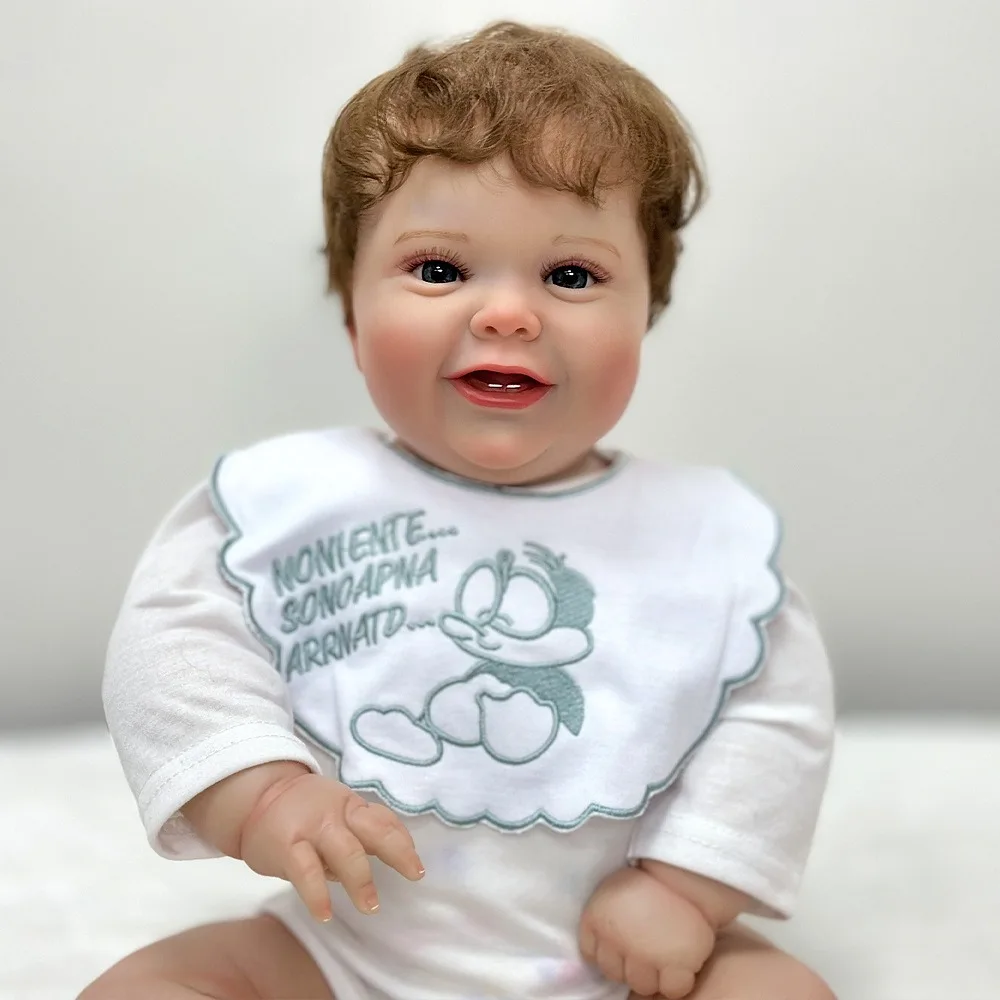 Simulazione da 22 pollici Baby Chubby Cute Reborn Doll Regalo per la bambola dei bambini Può sedersi o sdraiarsi e essere amichevole W-022PW
