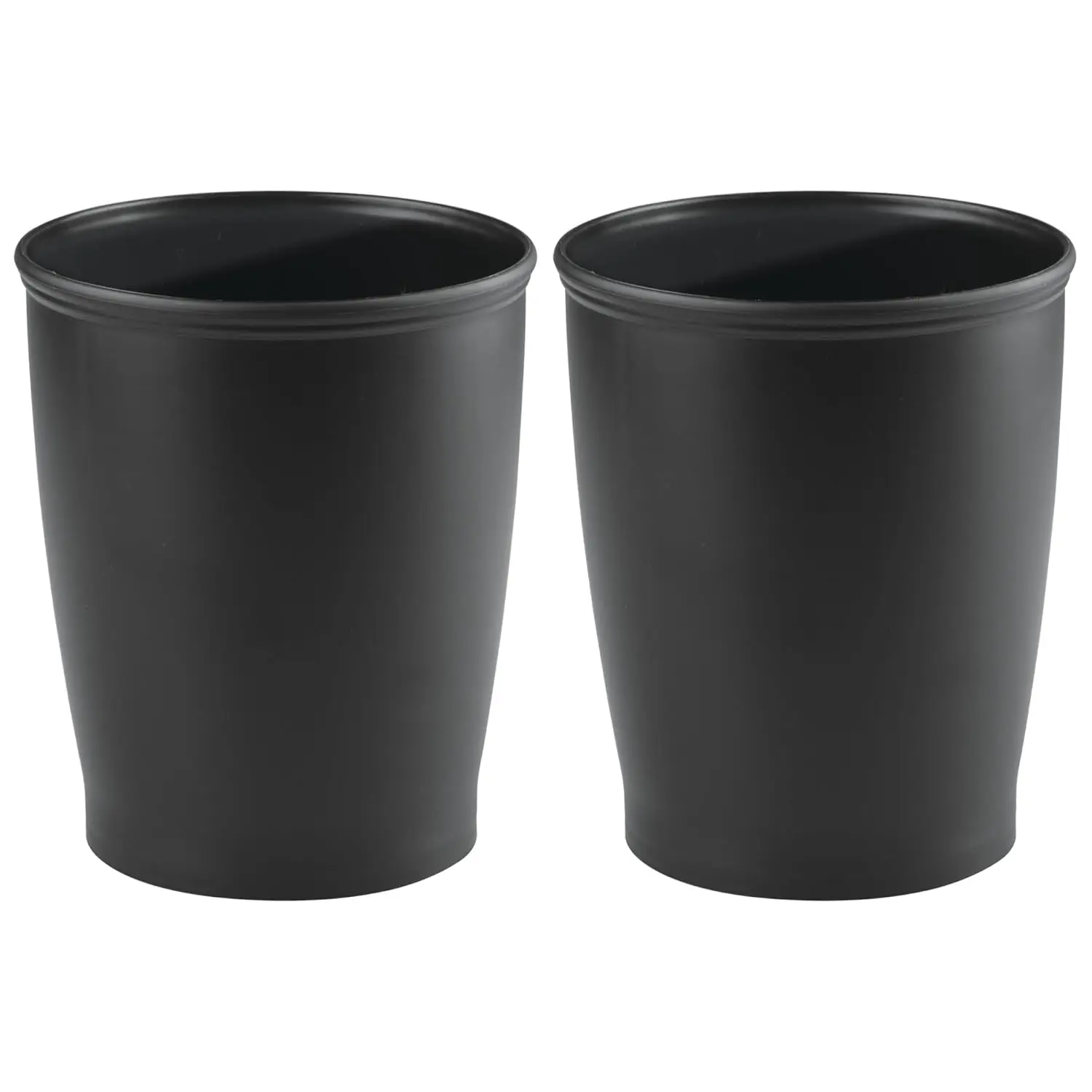 

Small Round Plastic Bathroom Trash Can - Set2 - Black - Made in USA