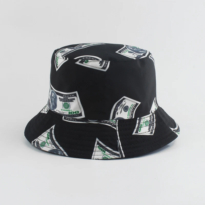 Gorro de pesca Reversible con estampado de dólar para hombre y mujer, gorro de pescador con estampado de dólar, estilo Harajuku, Hip Hop