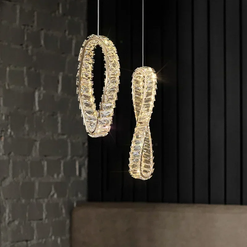

GHEUVNJ Small Crystal Modern Chandeliers for Dining Table Decor Golden Luxury Hanging Lamps for Ceiling Home Lighting Fi
