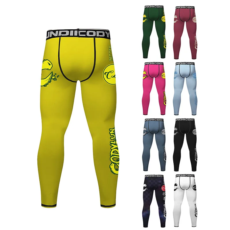Graphic Print Compression Leggings Men Codylundin Elastic Waist Quick Dry Breathable No Gi BJJ MMA Training Anti Slip Trousers - view 2