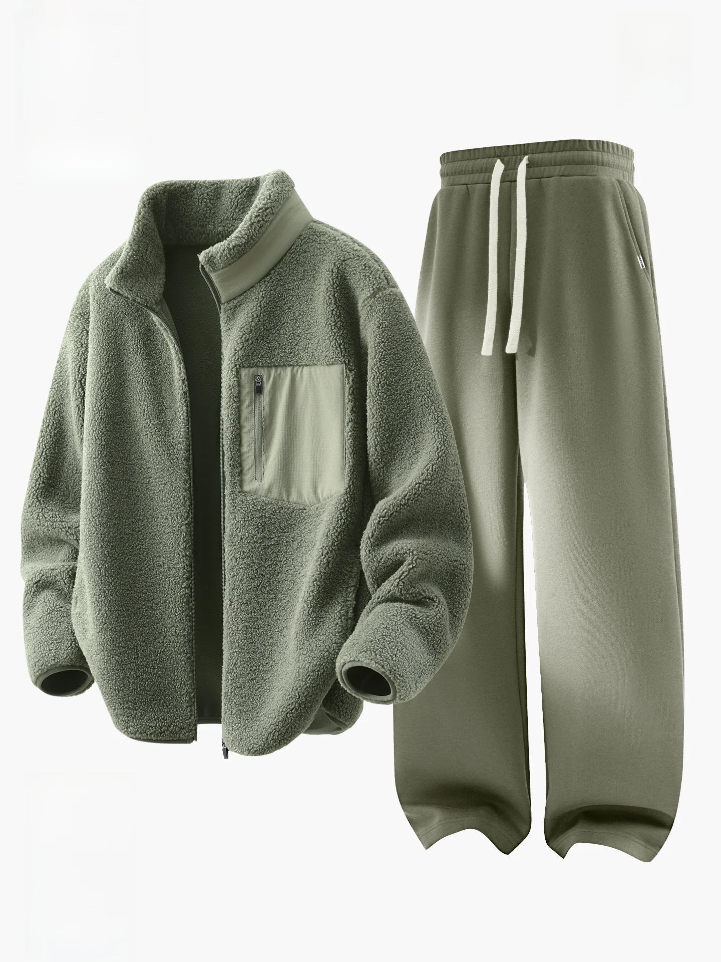 

Fce Lined Casual Set Men's American Sle Autumn Winter Thi Straight Leg Pants Jaet Youth Polyester Long Sl...