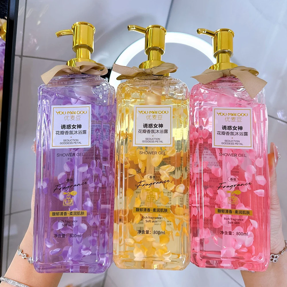 

800ml Petal Shower Gel Moisturizing Tender Smooth Skin Whitening Body Wash Body Care Oil Control Refreshing Body Skin Care