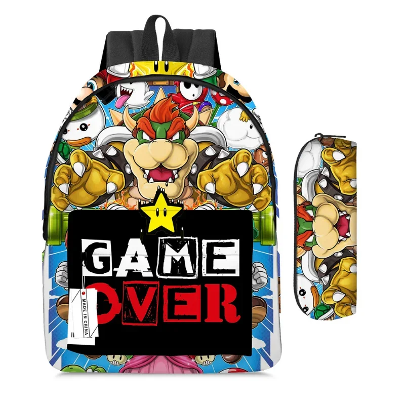 2 pz-set nuovo zaino Super Marios Bros borsa a tracolla Kawaii scuola elementare e media borsa scuola cartone animato astuccio